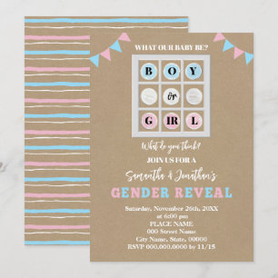 Tic Tac Toe Boy or Girl Gender Reveal Invitation