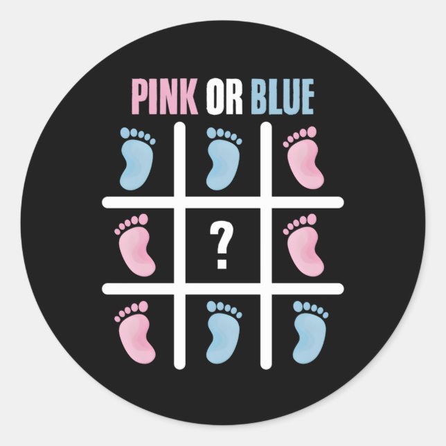 Tic Tac Toe Crosses K Blue Tic Tac Toe Gender Reve Classic Round Sticker (Front)