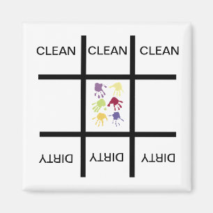 Tic Tac Toe Hands Clean Dirty Dishwasher Magnet