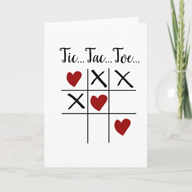 Tic Tac Toe Hearts Valentine Anniversaire Carte (Devant)