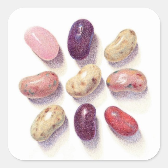 TIC TAC TOE JELLY BEANS Large Square Stickers (Front)