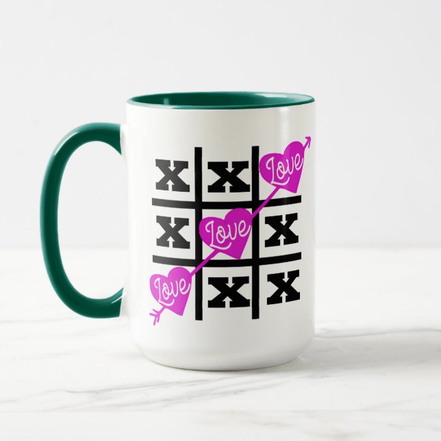 Tic Tac Toe Love Valentine's Day Gift Idea - Funny Mug (Left)