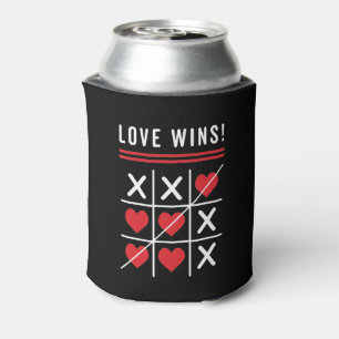 Tic Tac Toe Love Wins Birthday Valentine's Day Can Cooler