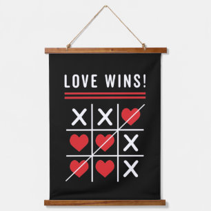 Tic Tac Toe Love Wins Birthday Valentine's Day Hanging Tapestry