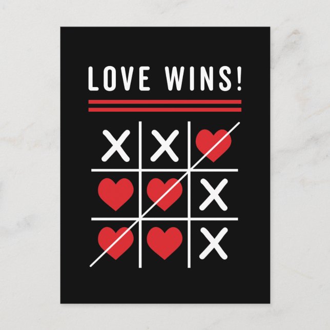 Tic Tac Toe Love Wins Birthday Valentine's Day Postcard (Front)