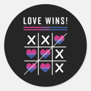 Tic Tac Toe Love Wins LGBTQ Bisexual Pride Classic Round Sticker