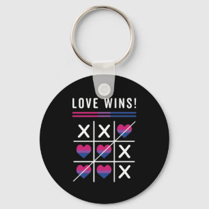 Tic Tac Toe Love Wins LGBTQ Bisexual Pride Keychain