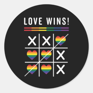 Tic Tac Toe Love Wins LGBTQ Gay Pride Classic Round Sticker