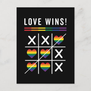 Tic Tac Toe Love Wins LGBTQ Gay Pride Postcard