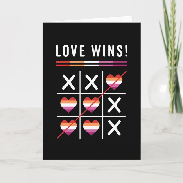 Tic Tac Toe Love Wins LGBTQ Lesbian Pride Card (Front)