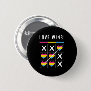 Tic Tac Toe Love Wins LGBTQ Pansexual Pride 2 Inch Round Button