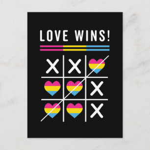 Tic Tac Toe Love Wins LGBTQ Pansexual Pride Postcard