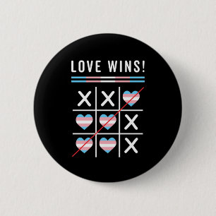 Tic Tac Toe Love Wins LGBTQ Transgender Pride 2 Inch Round Button