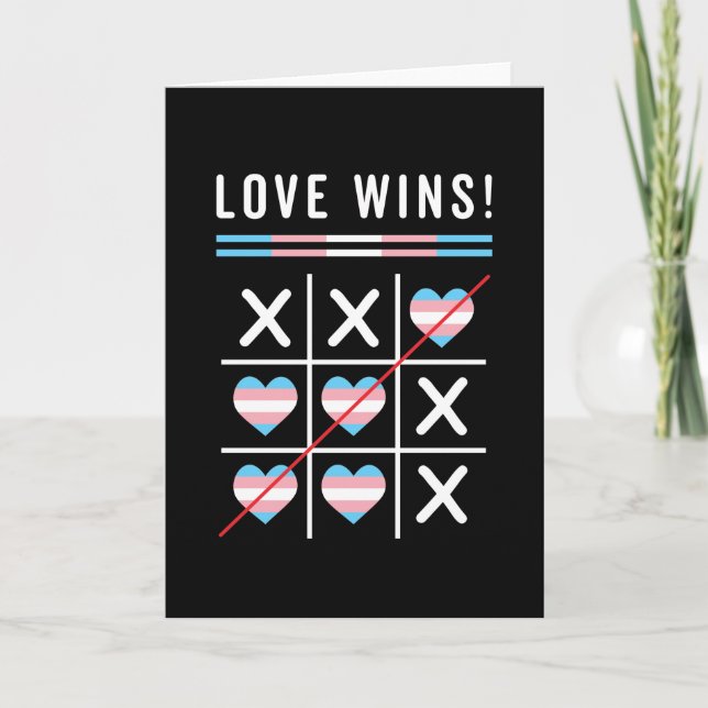 Tic Tac Toe Love Wins LGBTQ Transgender Pride Card (Front)