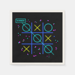 Tic Tac Toe Neon Retro Winner Glow Gamer Arcade Napkin