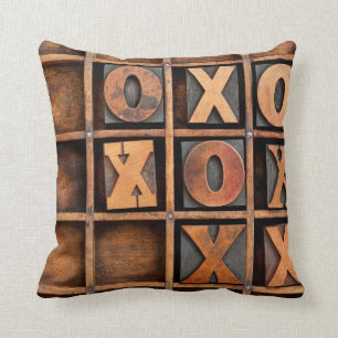 tic-tac-toe or noughts and crosses game - vintage throw pillow