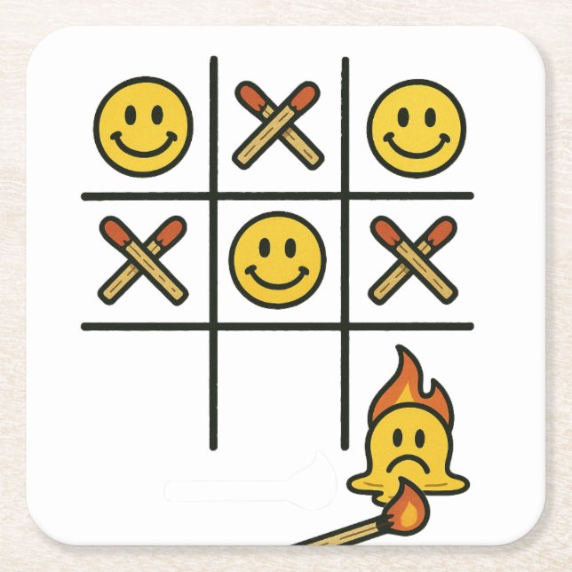 Tic Tac Toe  Square Paper Coaster (Front)