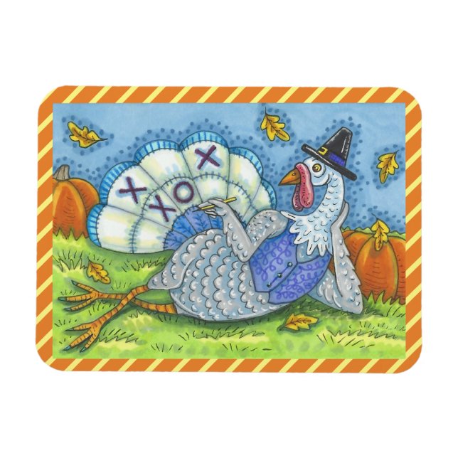 TIC TAC TOE TURKEY, THANKSGIVING BIRD MAGNET (Horizontal)