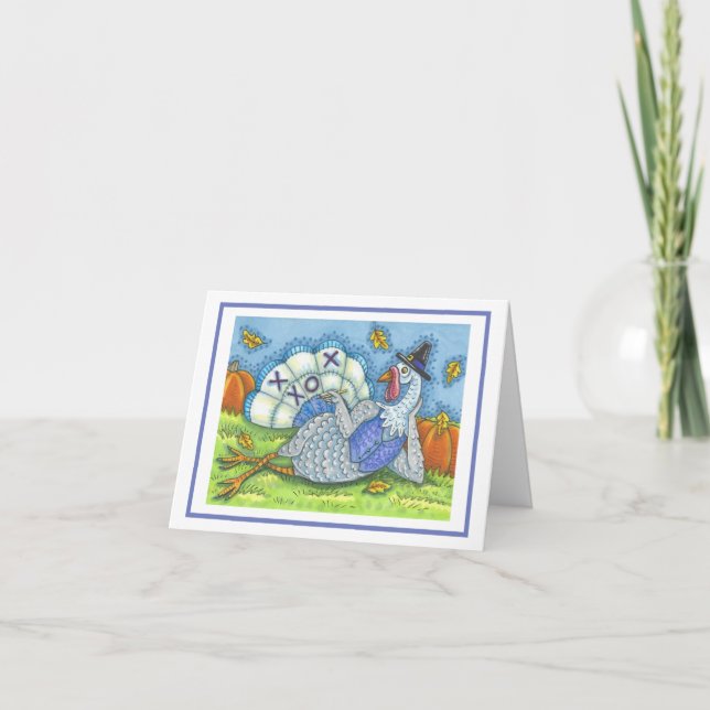 TIC TAC TOE TURKEY THANKSGIVING GREETING CARD Vers (Front)