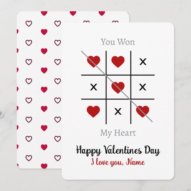 Tic-Tac-Toe : Vous avez gagné mon cœur Carte de la (Devant / Derrière)