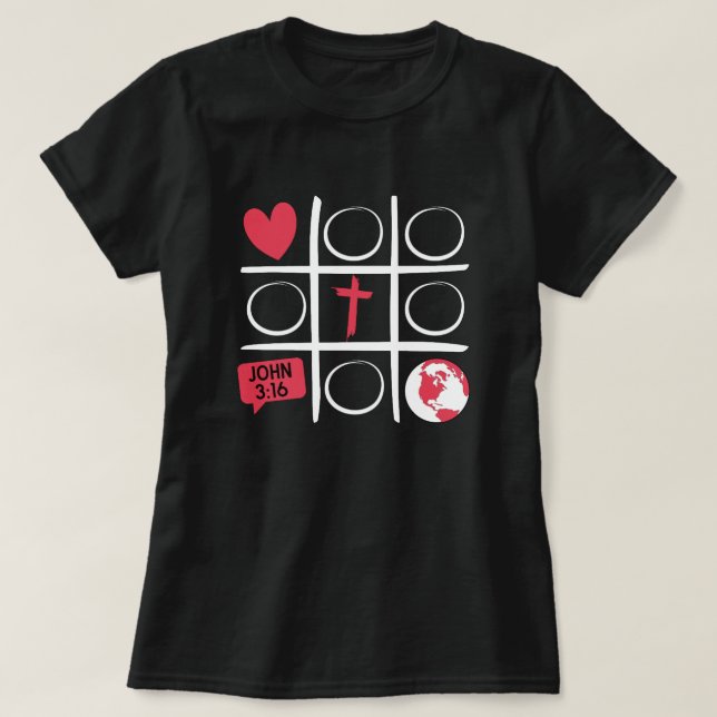 Tic Tac Toe White Font T-Shirt (Design Front)