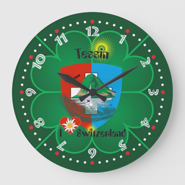 Ticino Schweiz Suisse Svizzera Svizra Uhr Large Clock (Front)