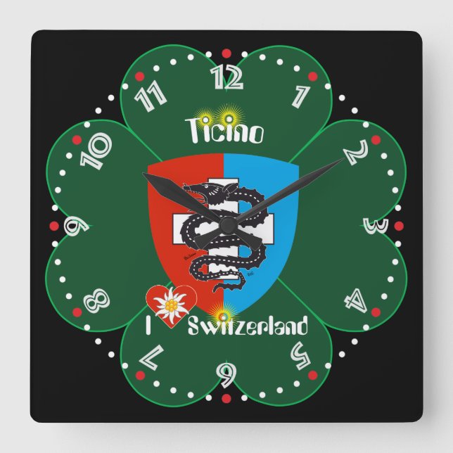 Ticino Schweiz Suisse Svizzera Svizra Uhr Square Wall Clock (Front)