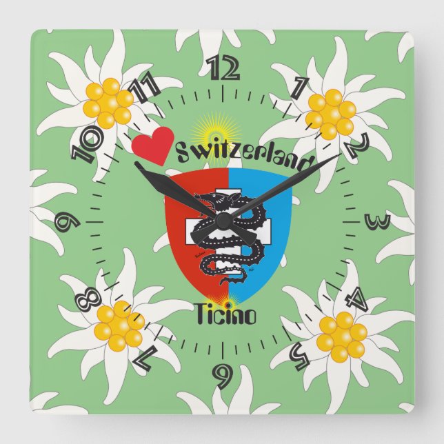 Ticino Schweiz Suisse Svizzera Svizra Uhr Square Wall Clock (Front)