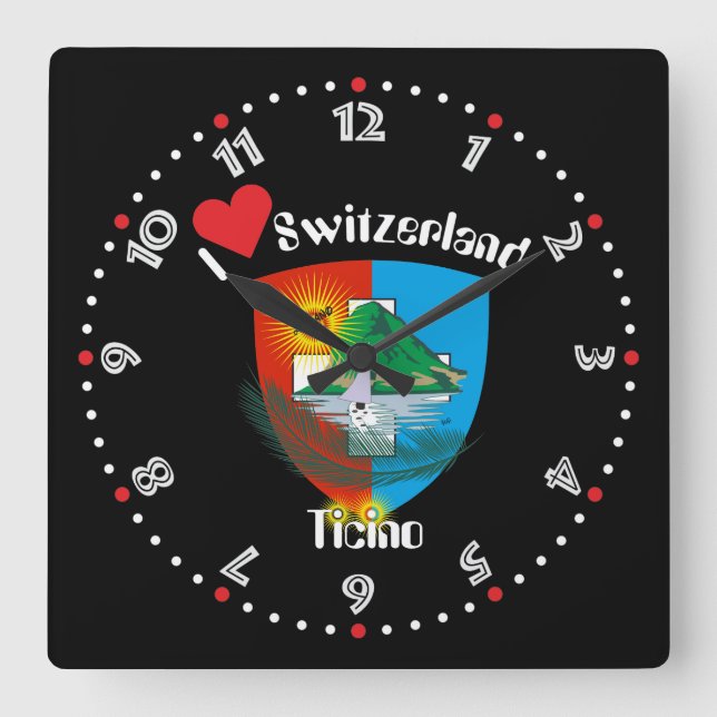 Ticino Schweiz Suisse Svizzera Svizra Uhr Square Wall Clock (Front)