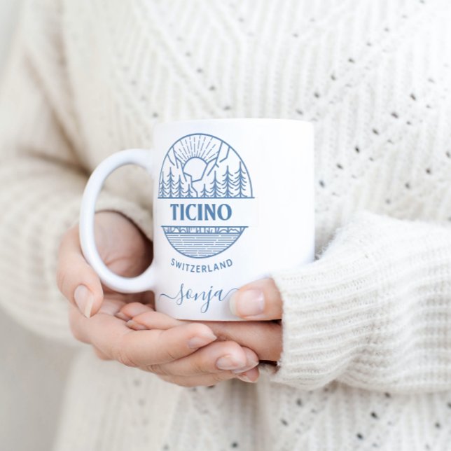 Ticino, Switzerland | Blue | Minimalistic Scenery Mug (Creator Uploaded)