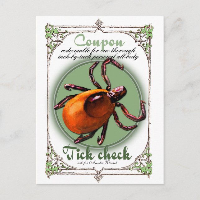 Tick Check Coupon, taille de carte postale (Devant)