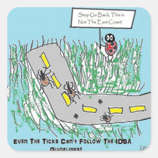 Tick Humour slamming IDSA Lyme Disease Guidelines Square Sticker