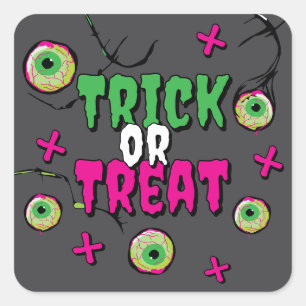 Tick or Treat! Scary Cute Funky Spooky Zombie XOXO Square Sticker