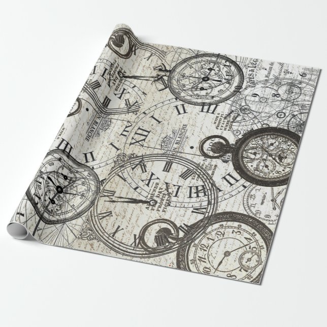 Tick Tock Furniture Decoupage Poster Wrapping Paper (Unrolled)