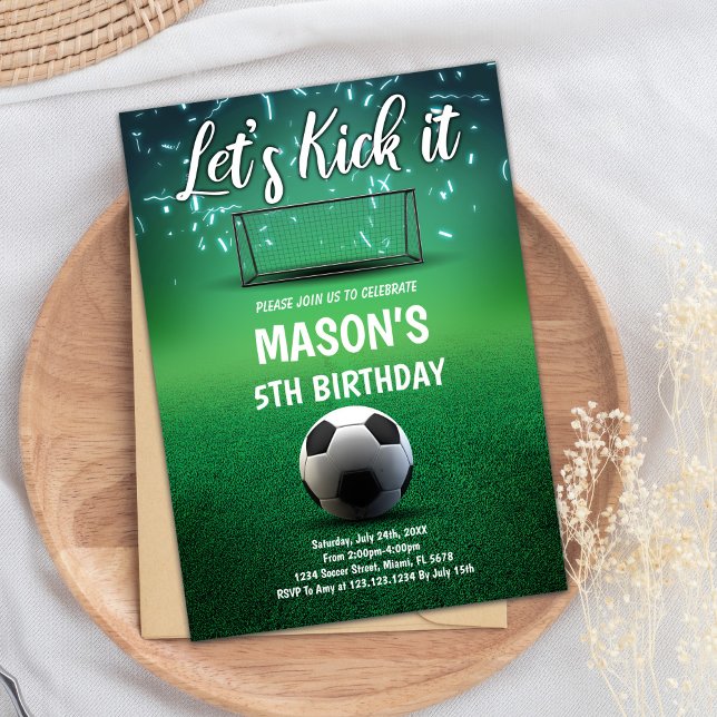 Ticker It Soccer Invitation Anniversaire (Let's Kick It Soccer Birthday Invitations)