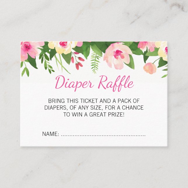 Ticket Baby shower de couches de fleurs roses chau (Devant)