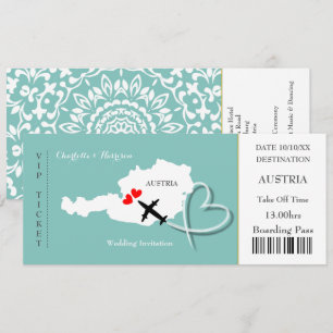 Ticket Boarding Pass Wedding Destination Austria Invitation