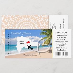Ticket Boarding Pass Wedding Destination Dominican Invitation