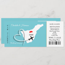 Ticket Boarding Pass Wedding Destination Tenerife