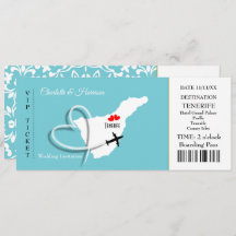 Ticket Boarding Pass Wedding Destination Tenerife