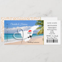 Ticket Boarding Pass Wedding Destination Tenerife