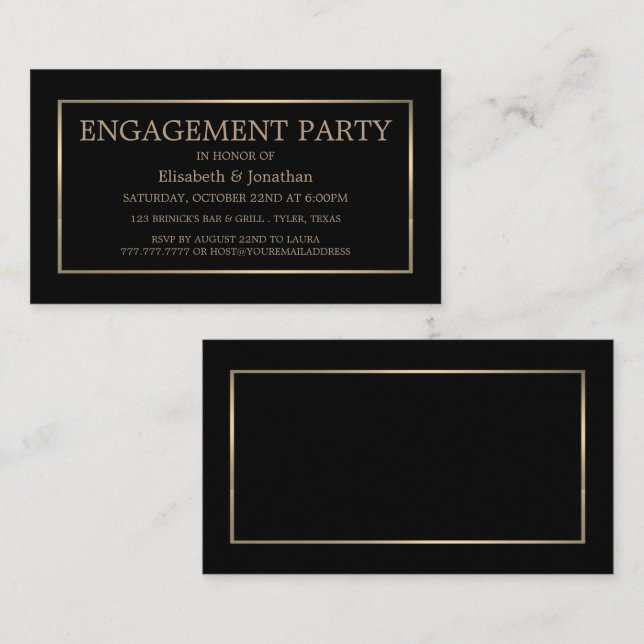 Ticket de la partie d'engagement moderne et élégan (Devant / Derrière)
