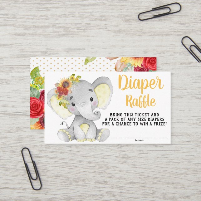 Ticket de rabat à l'éléphant de tournesol (Devant/Arrière en situation)