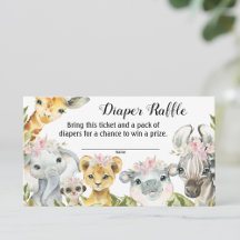 Ticket de tombola de couche pour Baby Shower Fille