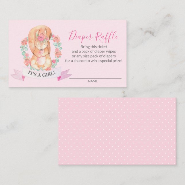 Ticket de tombola de couche pour bébé à thème écur (Devant / Derrière)