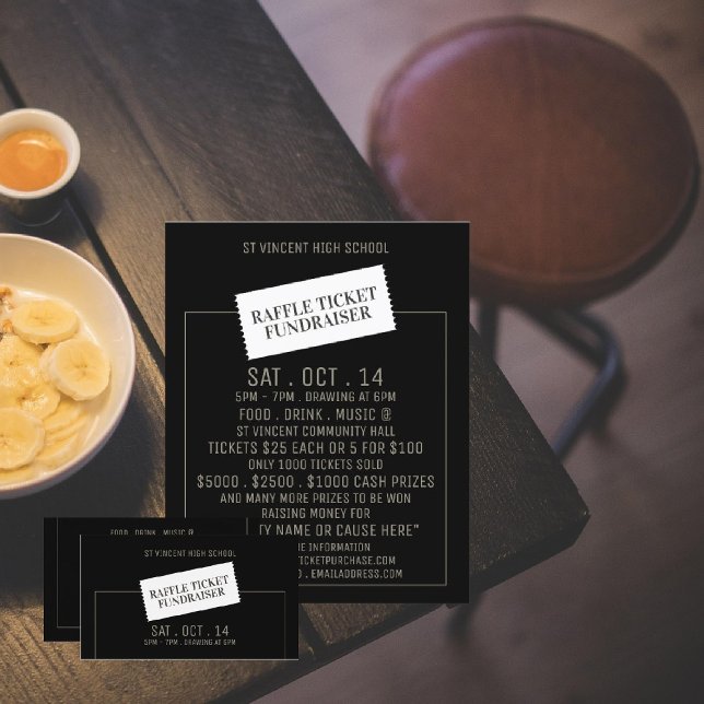 Ticket Design, Raffle Ticket Fundraiser Event Flyer (Creator Uploaded)