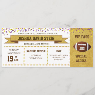 Ticket Football theme Bar Mitzvah Invitation