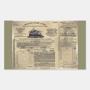Ticket for RMS Titanic 1912 Sticker