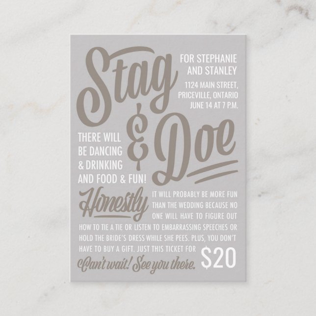 Ticket Honnêtement Stag & Doe (Devant)