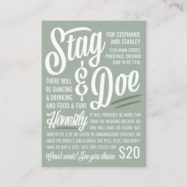 Ticket Honnêtement Stag & Doe (Devant)